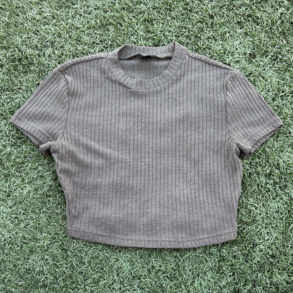 SHEIN Army Green Ribbed Women's Crop Top